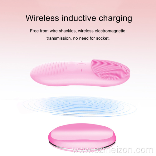 Wireless charging sonic silicone facial cleansing brush